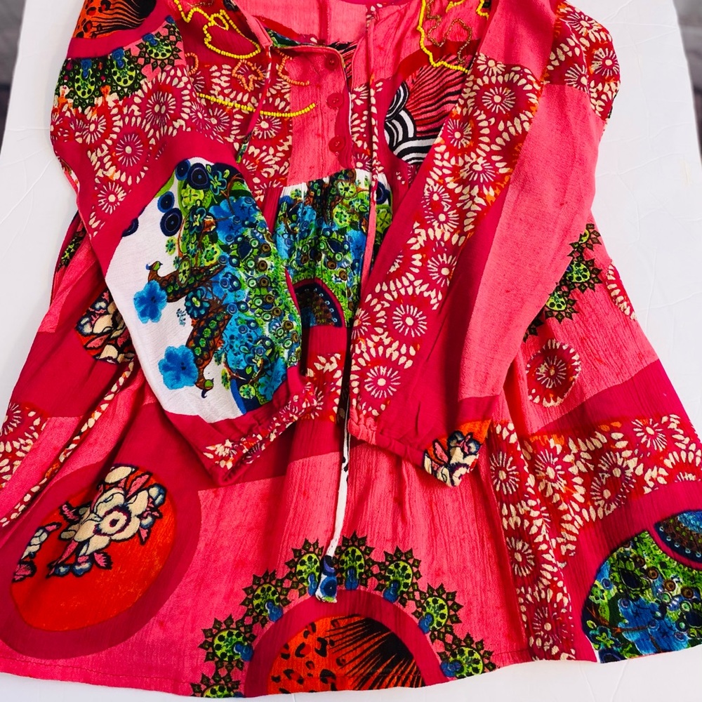 💥3/30 Girls Boho Chic Spring Dress/ Top size 4